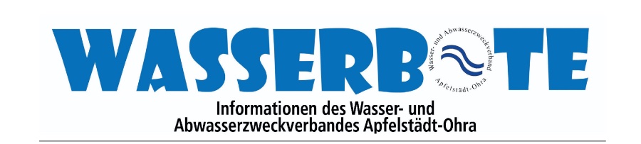 Zeitungskopf: Wasserbote, Informationen des Wasser- und Abwasserzweckverbandes Apfelstädt-Ohra